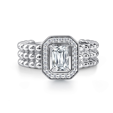 Inel din argint  cu pietre Cubic Zirconia Incolor, Cristal de munte