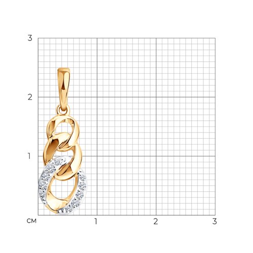 Подвеска из красного золота с камнями Фианит