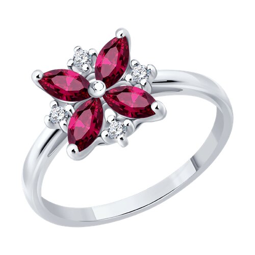 Inel din argint  cu pietre Cubic Zirconia Incolor, Rubin