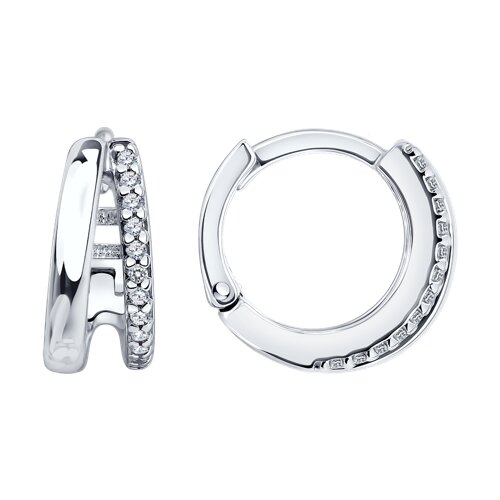 Серьги Конго из серебра с камнями Фианит