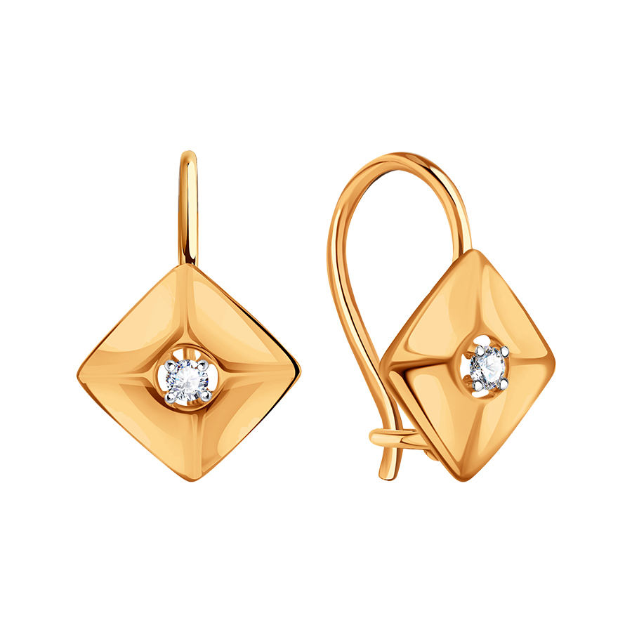 Cercei p-u copii din aur roșu cu pietre Cubic Zirconia Incolor