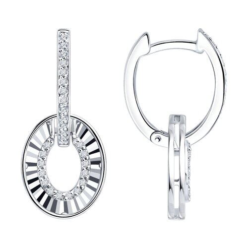 Серьги Конго из белого золота с камнями Бриллиант