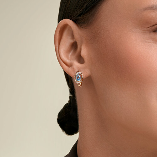 Cercei din aur roșu cu Cubic Zirconia Incolor, Topaz Swiss