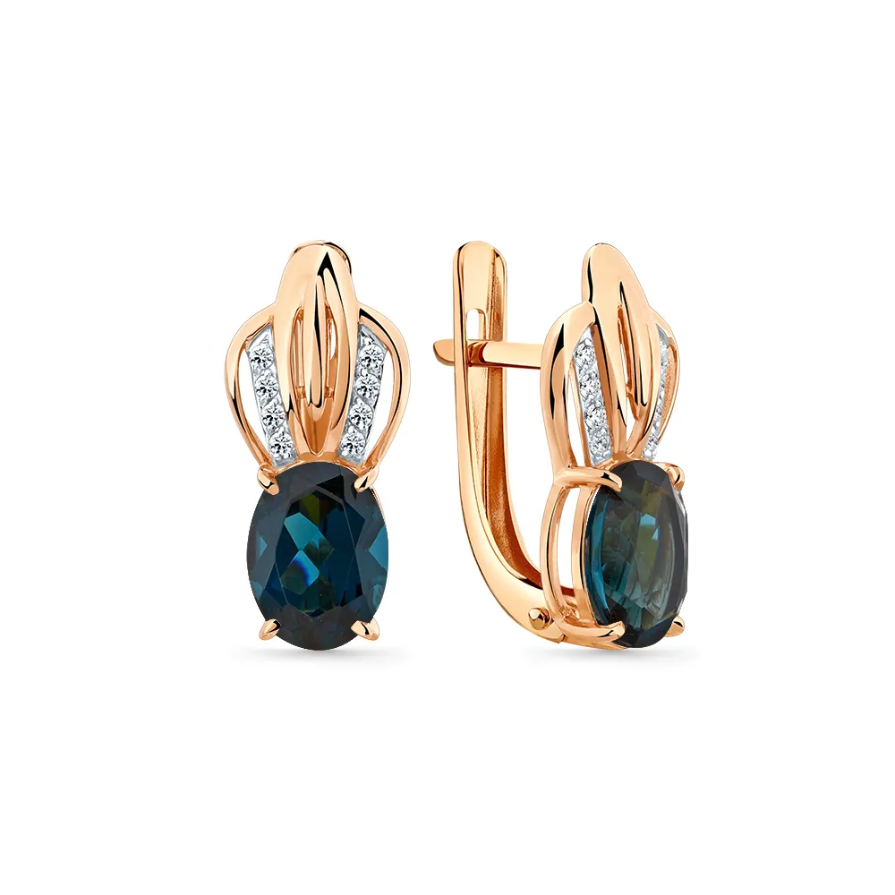 Cercei din aur roșu cu Cubic Zirconia Incolor, Topaz London