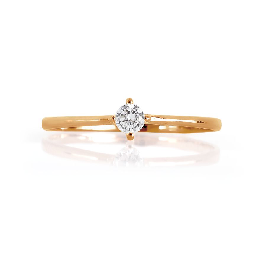 Inel din aur roșu cu pietre Cubic Zirconia Incolor