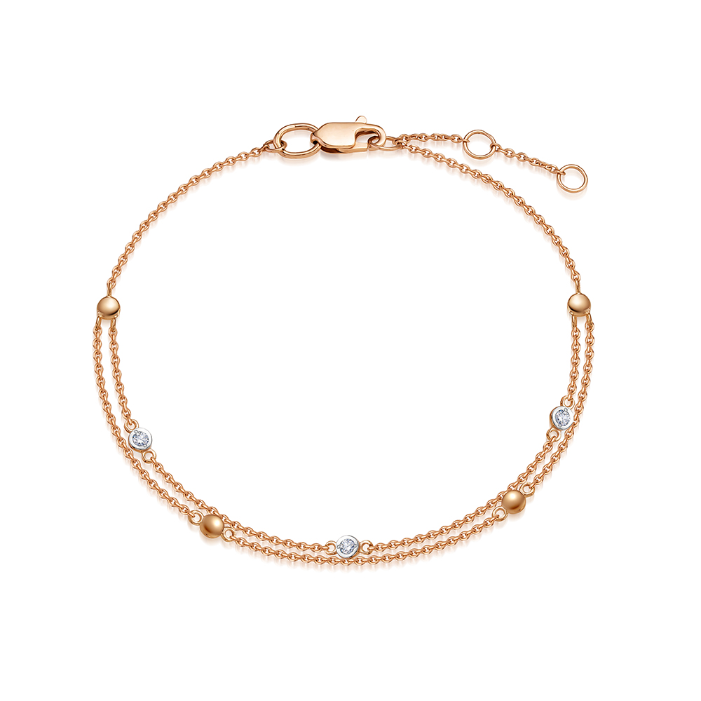 Браслет из красного золота с камнями Бриллиант