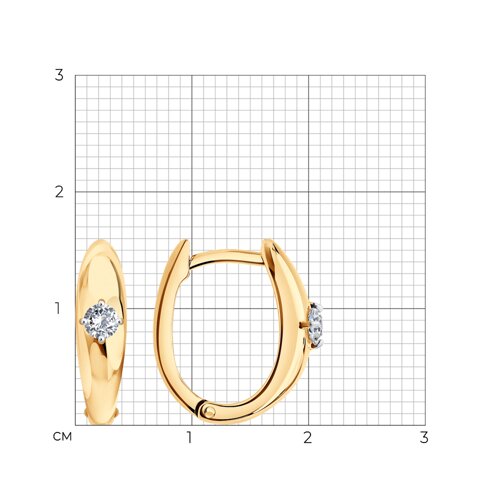 Cercei Creole din aur roșu cu pietre Cubic Zirconia Incolor