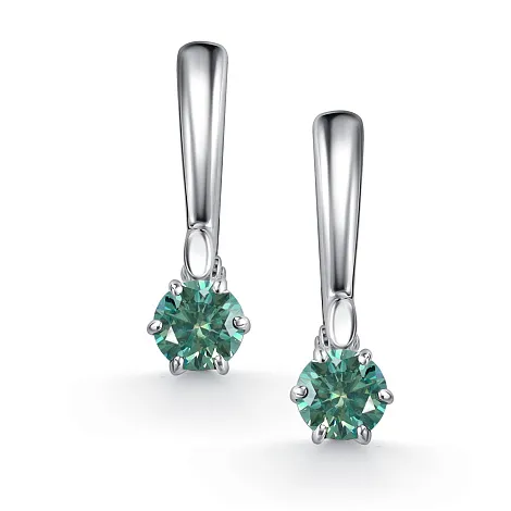 Cercei din argint cu Moissanite Verde