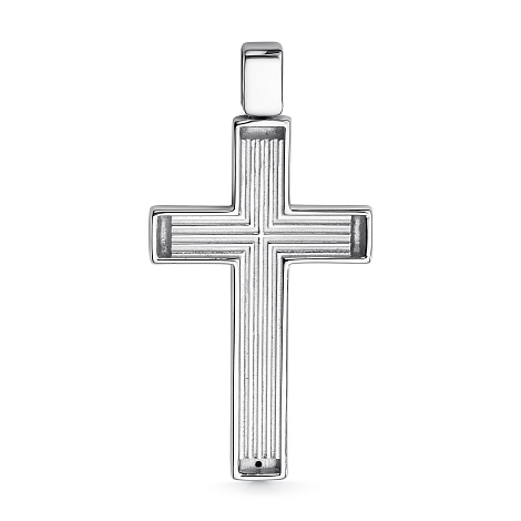 Крестик из серебра с камнями Черный бриллиант