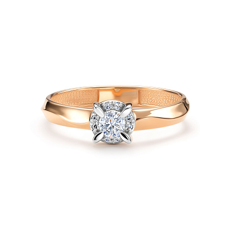 Кольцо из красного золота с камнями Бриллиант