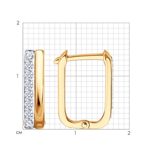 Cercei Creole din aur roșu cu pietre Cubic Zirconia Incolor