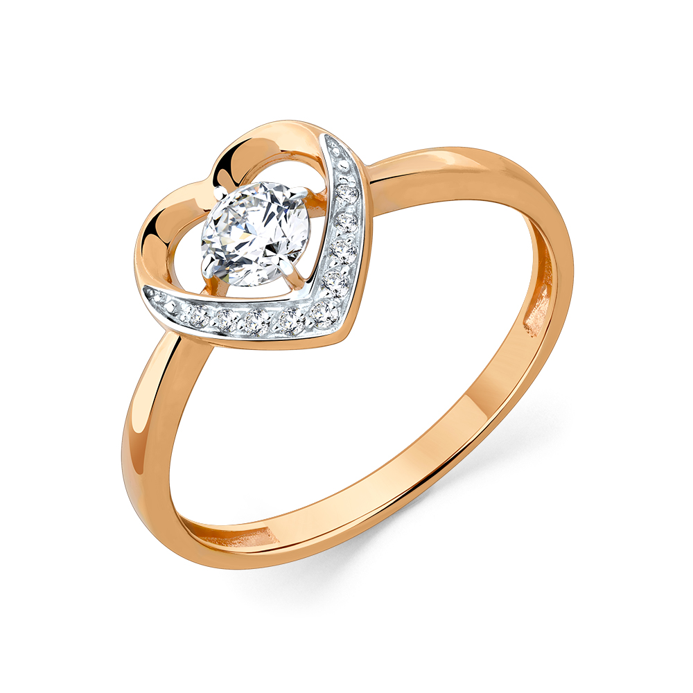 Inel din aur roșu cu pietre Cubic Zirconia Incolor