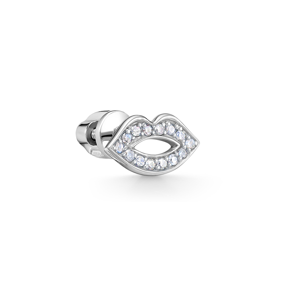 Cercel din aur alb cu pietre Diamant