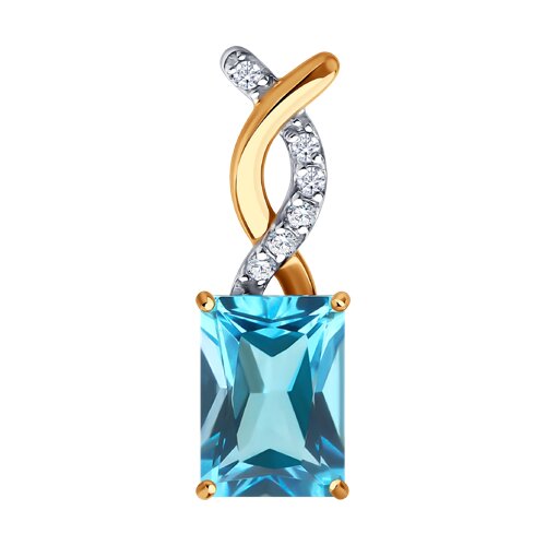 Pandantiv din aur roșu cu Cubic Zirconia Incolor, Topaz Swiss