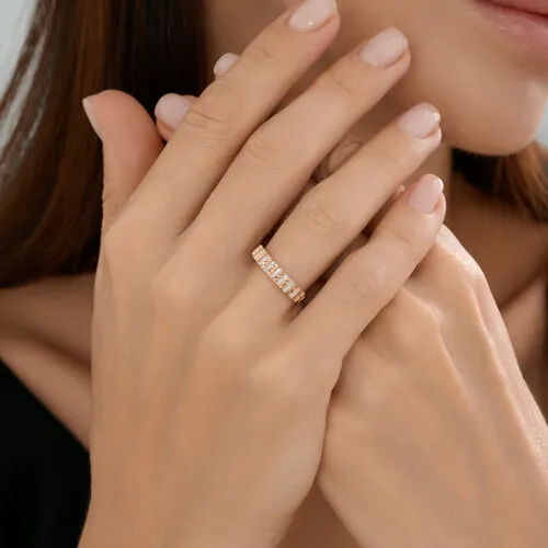 Inel din aur roșu cu Cubic Zirconia Incolor