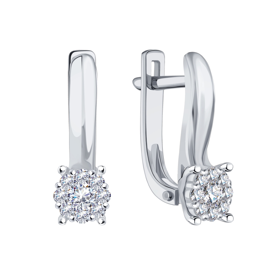 Cercei din aur alb cu pietre Diamant