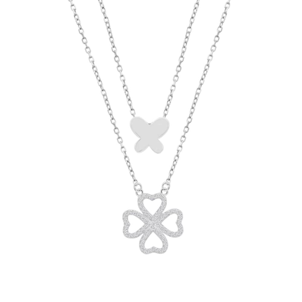 Colier din argint  cu pietre Cubic Zirconia Incolor