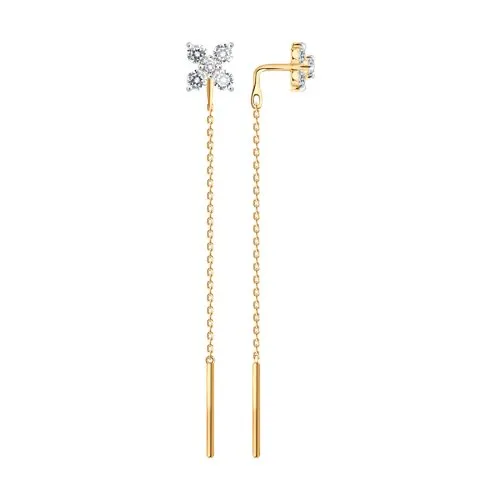 Cercei Lanț din aur roșu cu Cubic Zirconia Incolor