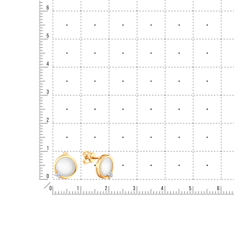 Cercei Pusete din aur roșu cu pietre Cubic Zirconia Incolor, Sidef Alb