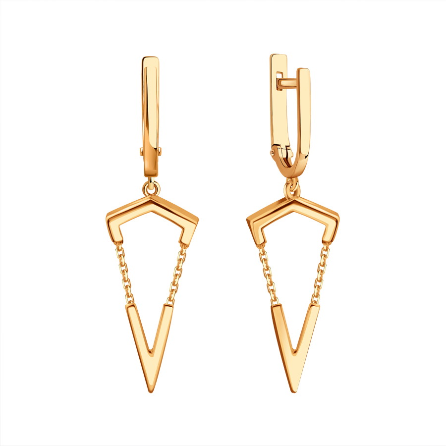 Серьги Длинные из красного золота без камней