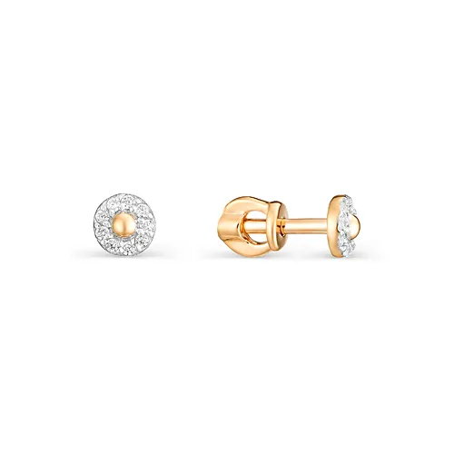 Cercei Pusete din aur roșu cu Cubic Zirconia Incolor