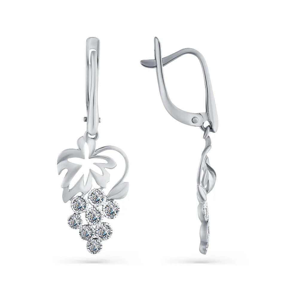 Cercei Suspendați din aur alb cu Cubic Zirconia Incolor