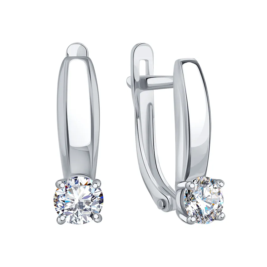 Cercei din aur alb cu Cubic Zirconia Incolor