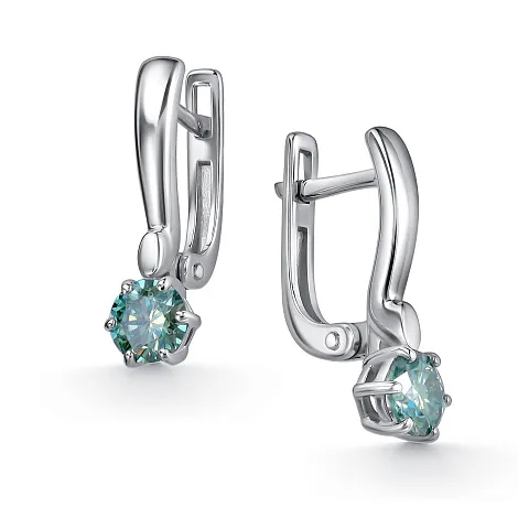Cercei din argint cu Moissanite Verde