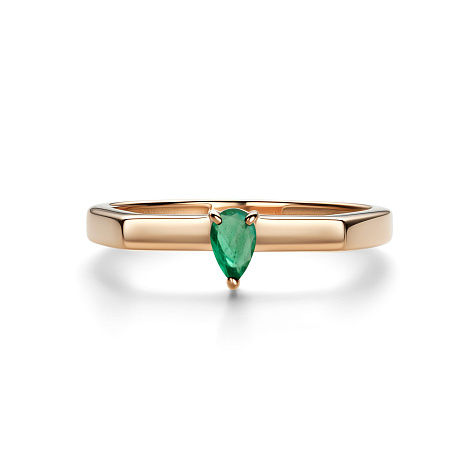 Кольцо из красного золота с камнями Изумруд