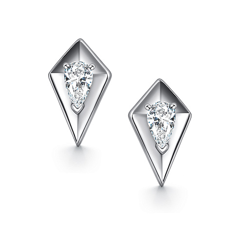 Серьги Пусеты из серебра с камнями Фианит