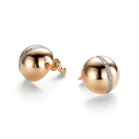 Серьги Пусеты из красного золота с камнями Бриллиант