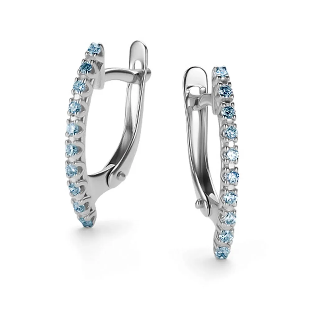 Cercei din aur alb cu Diamant Sky Blue