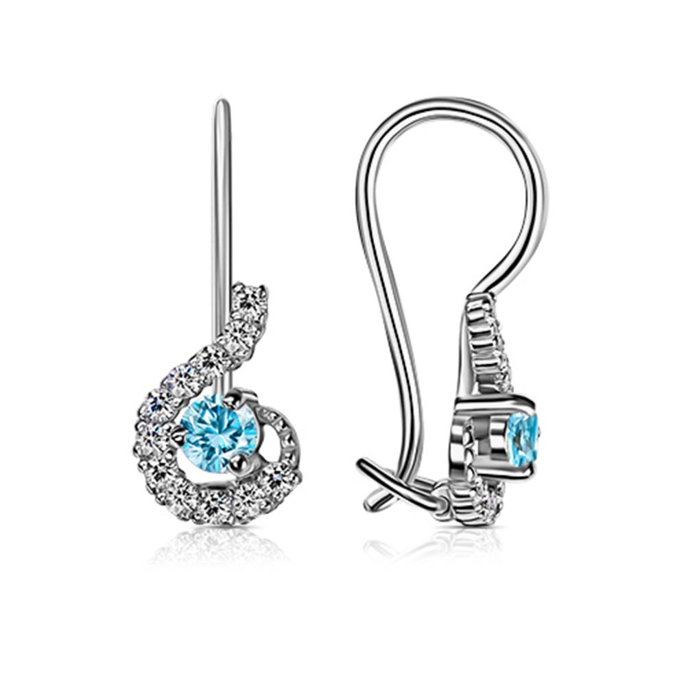 Cercei p-u copii din argint  cu pietre Cubic Zirconia Incolor, Cubic Zirconia Albastru