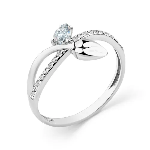 Inel din aur alb cu Cubic Zirconia Incolor