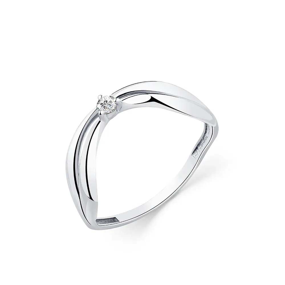 Inel din aur alb cu Cubic Zirconia Incolor
