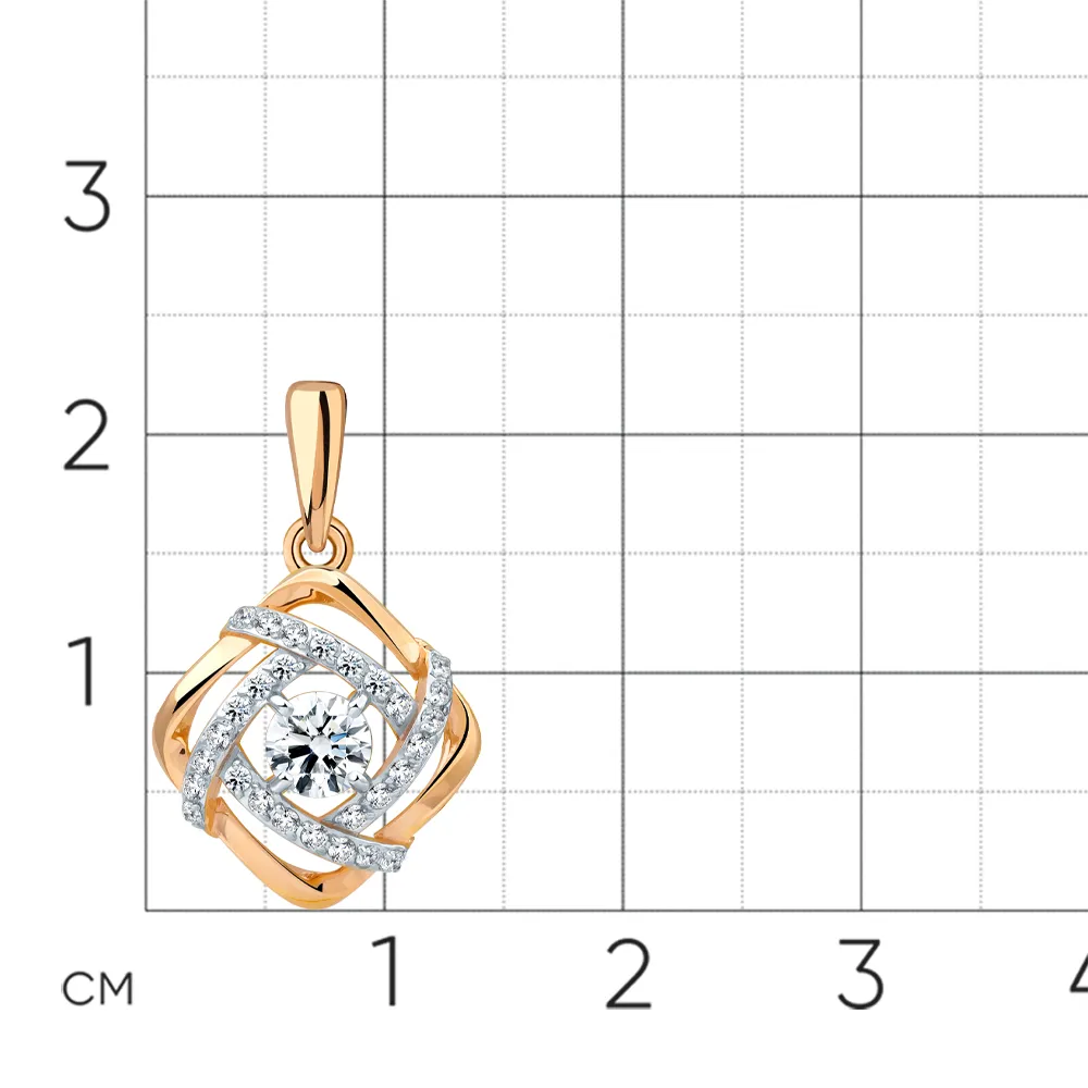 Pandantiv din aur roșu cu Cubic Zirconia Incolor