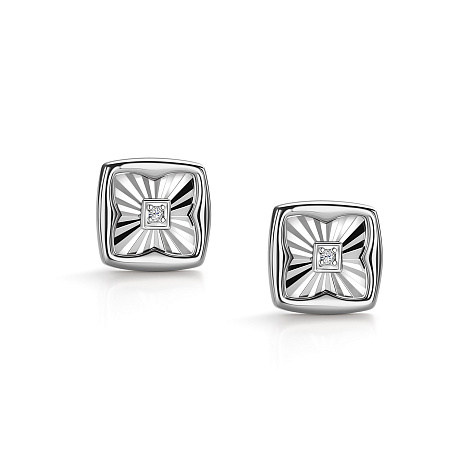 Серьги Пусеты из белого золота с камнями Бриллиант