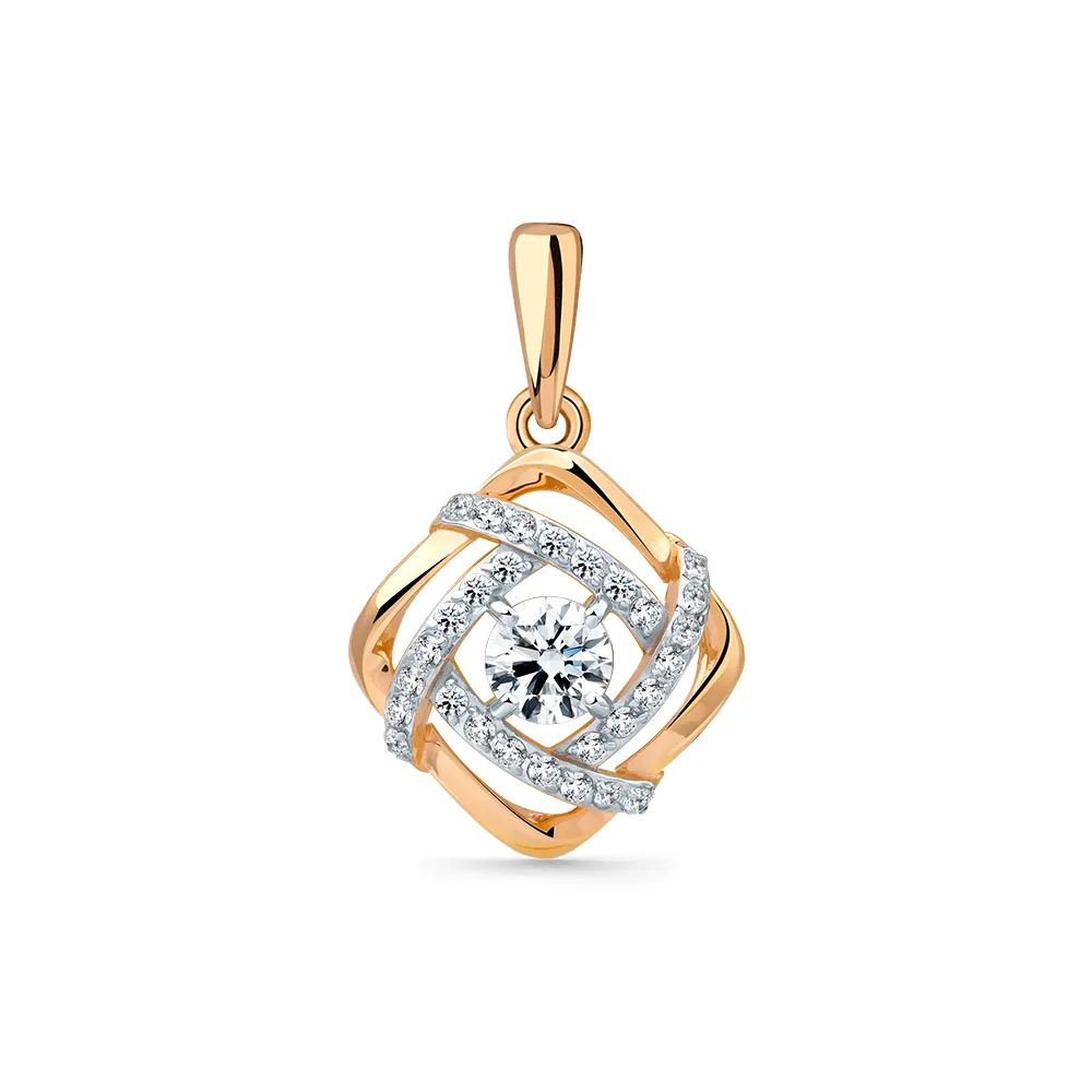 Pandantiv din aur roșu cu Cubic Zirconia Incolor