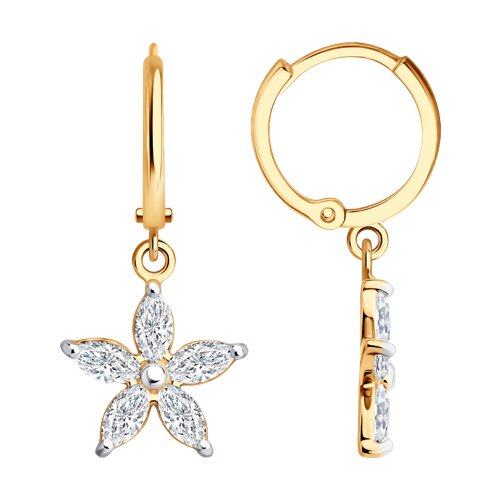 Cercei Creole din aur roșu cu pietre Cubic Zirconia Incolor