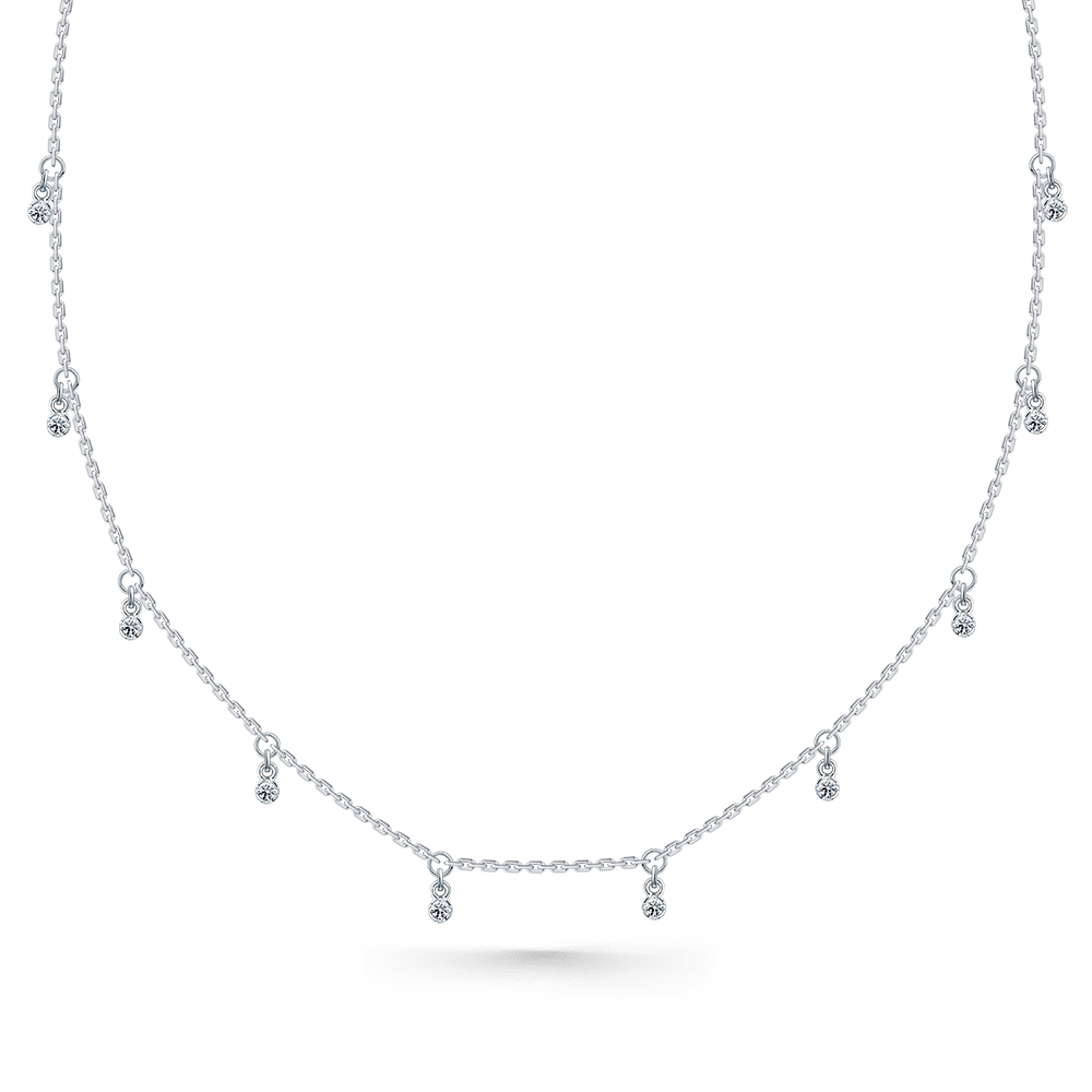 Colier din aur alb cu pietre Diamant