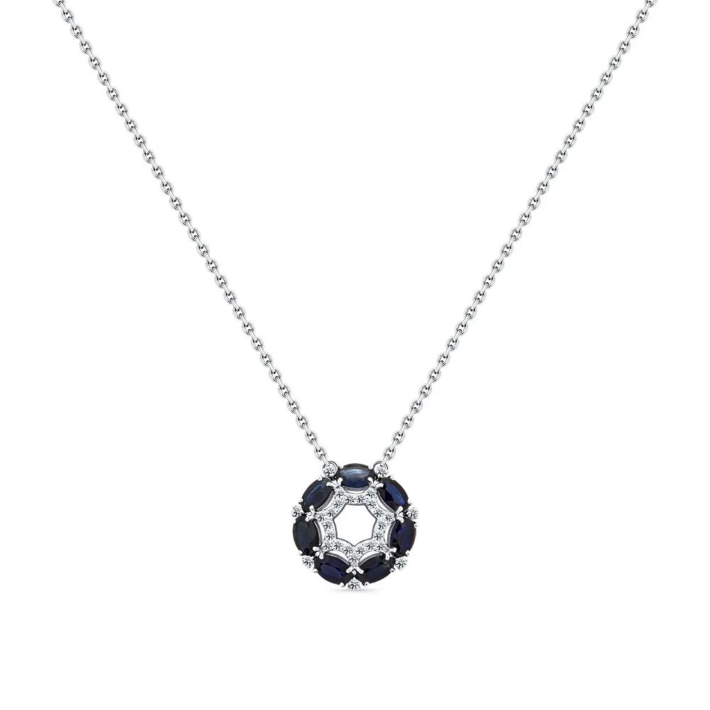 Colier din aur alb cu Diamant, Safir