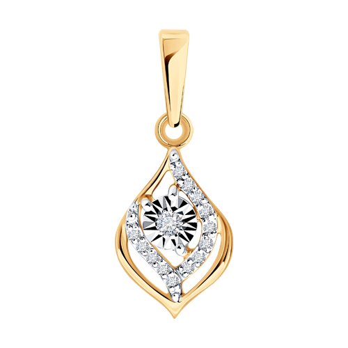 Подвеска из белого и красного золота с камнями Бриллиант