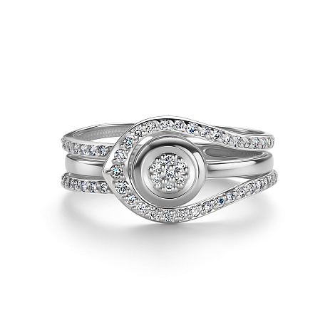 Inel din aur alb cu pietre Diamant