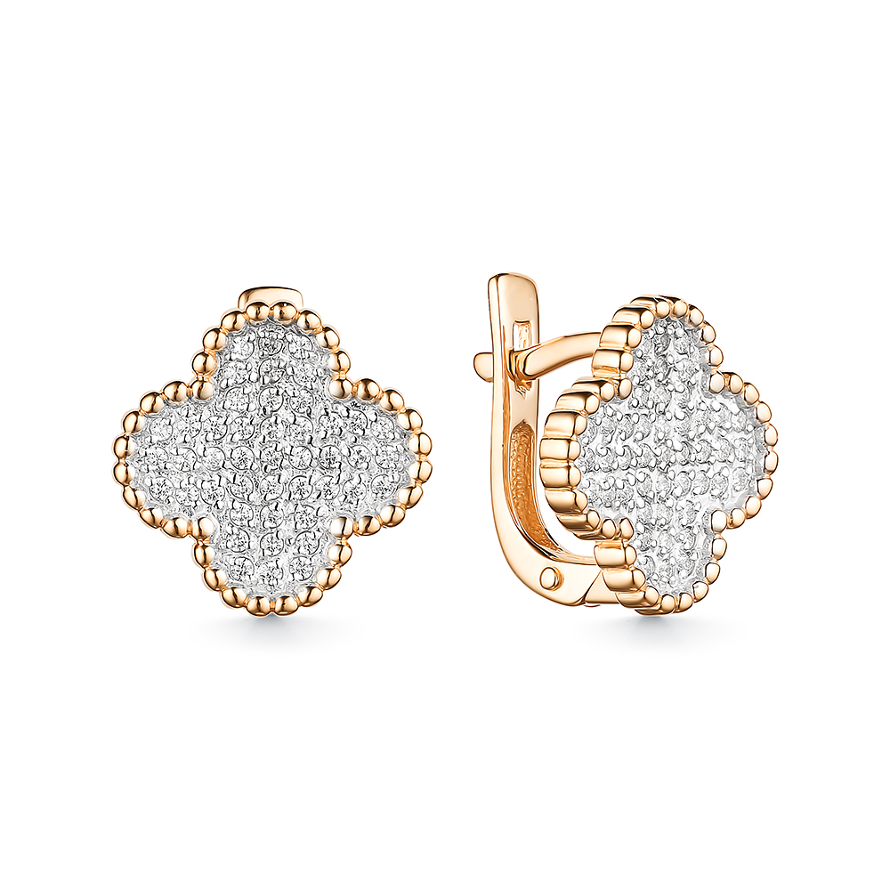 Cercei din aur roșu cu pietre Cubic zirconia