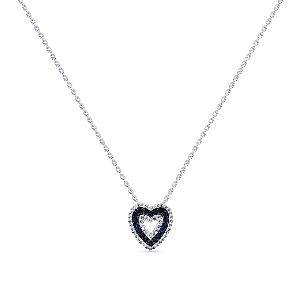 Colier din aur alb cu pietre Diamant, Safir