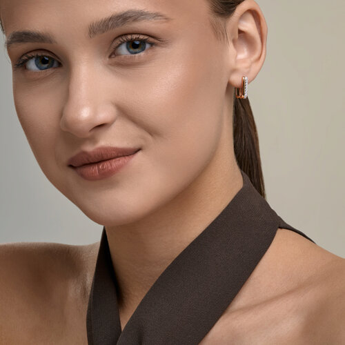 Cercei Creole din aur roșu cu pietre Cubic Zirconia Incolor