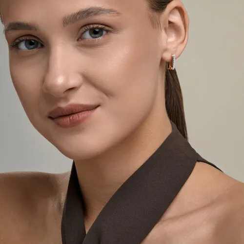 Cercei Creole din aur roșu cu Cubic Zirconia Incolor