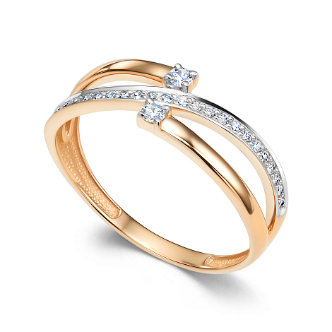 Inel din aur roșu cu pietre Diamant