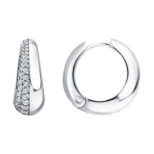 Cercei Creole din argint cu Cubic Zirconia Incolor