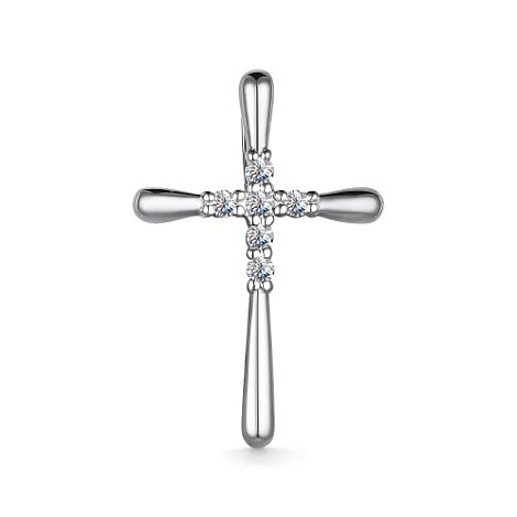 Cruce din aur alb cu pietre Diamant